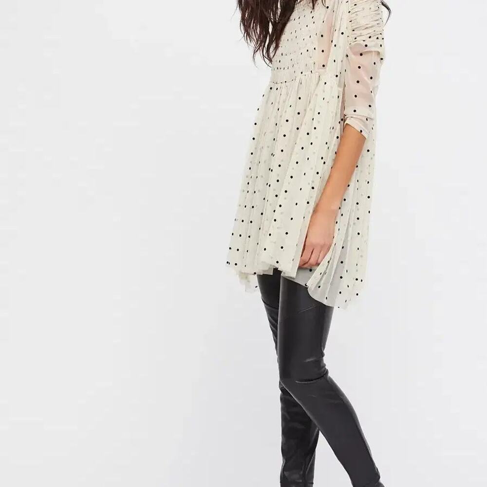 Free People Saya polka dot Sheer Mesh Tulle Baby doll Dress Size M - Picture 2 of 9